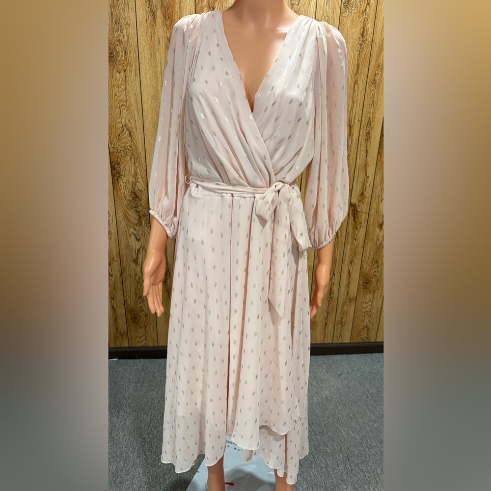 DKNY Light Pink Polka Dot Midi Dress